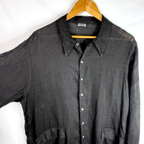 CP Shades Sausalito Black 100% Linen Button Down Shirt LG - Picture 4 of 6